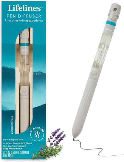 Pocean for your soul. Lifelines Pen Diffuser, Crisp Mountain Air - 1mm Black Ballpoint Pen with Scented Essential Oil Blends – Aromatherapy Diffuser & Sensory Immersion Diffuse Aroma As You Write 🌸✍️